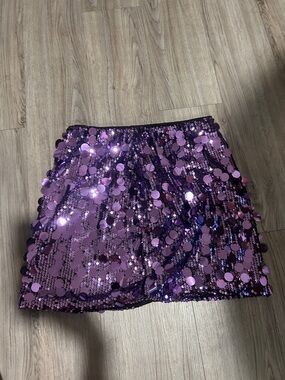 purple sequin skirt
